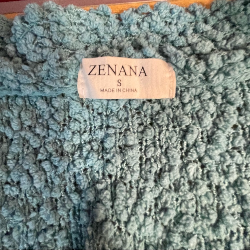 Zenana Outfitters Blue Chunky Knit Cardigan - Picture 6 of 7
